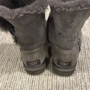 UGG Gray Bailey Button Shearling Boots